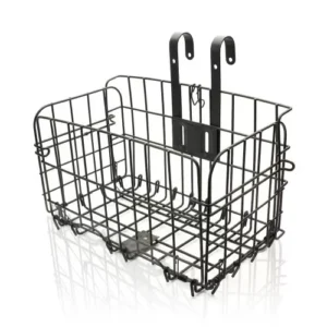 CESTA DELANTERA PLEGABLE CON GANCHOS, NEGRO